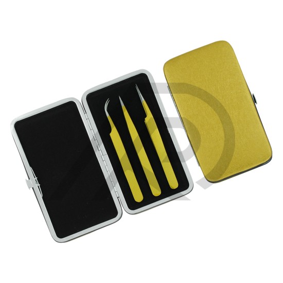 Eyelash Extension Tweezers Kit – Yellow Paper-Coated