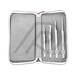 Gold and chrome eyelash tweezers 8 pieces set
