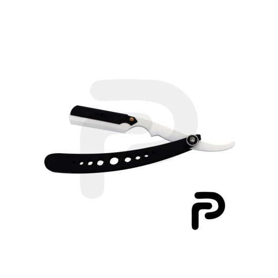 Black and Chrome Plated Straight Razor