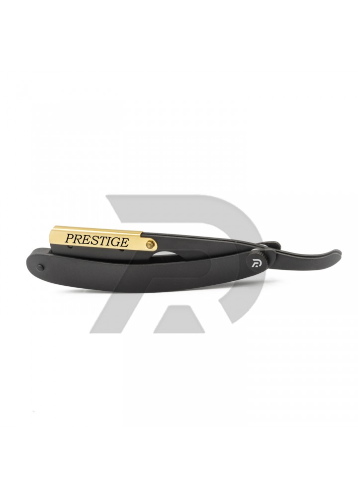 Straight Shaving Razor Black and Gold 24 karat