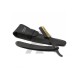 Straight Shaving Razor Black and Gold 24 karat