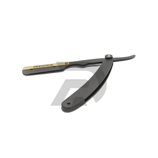 Straight Shaving Razor Black and Gold 24 karat