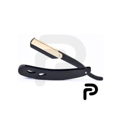 Straight Shaving Razor Black and Gold Handle