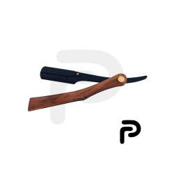 Wooden Handle Black Straight Shaving Razor