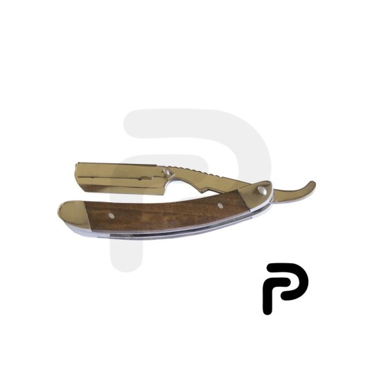 Wooden and steel straight Razor for barber shop